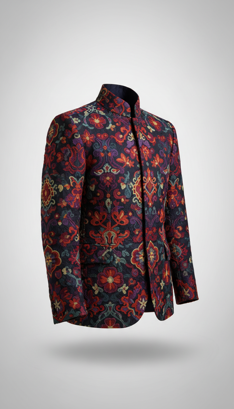 Chaqueta bordada índigo medianoche
